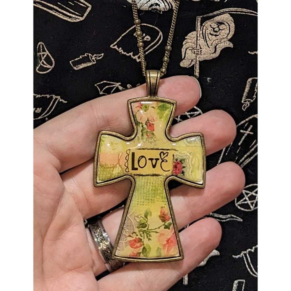 Cottagecore Floral Love Cross Necklace - image 2