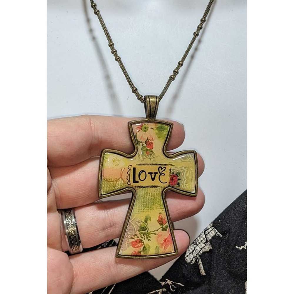 Cottagecore Floral Love Cross Necklace - image 7