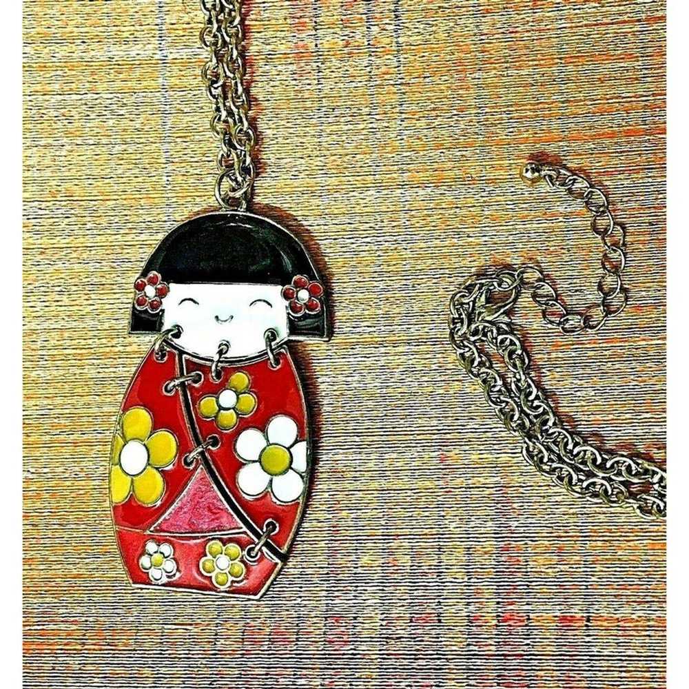 Japanese Geisha Girl Kimono Necklace - image 2