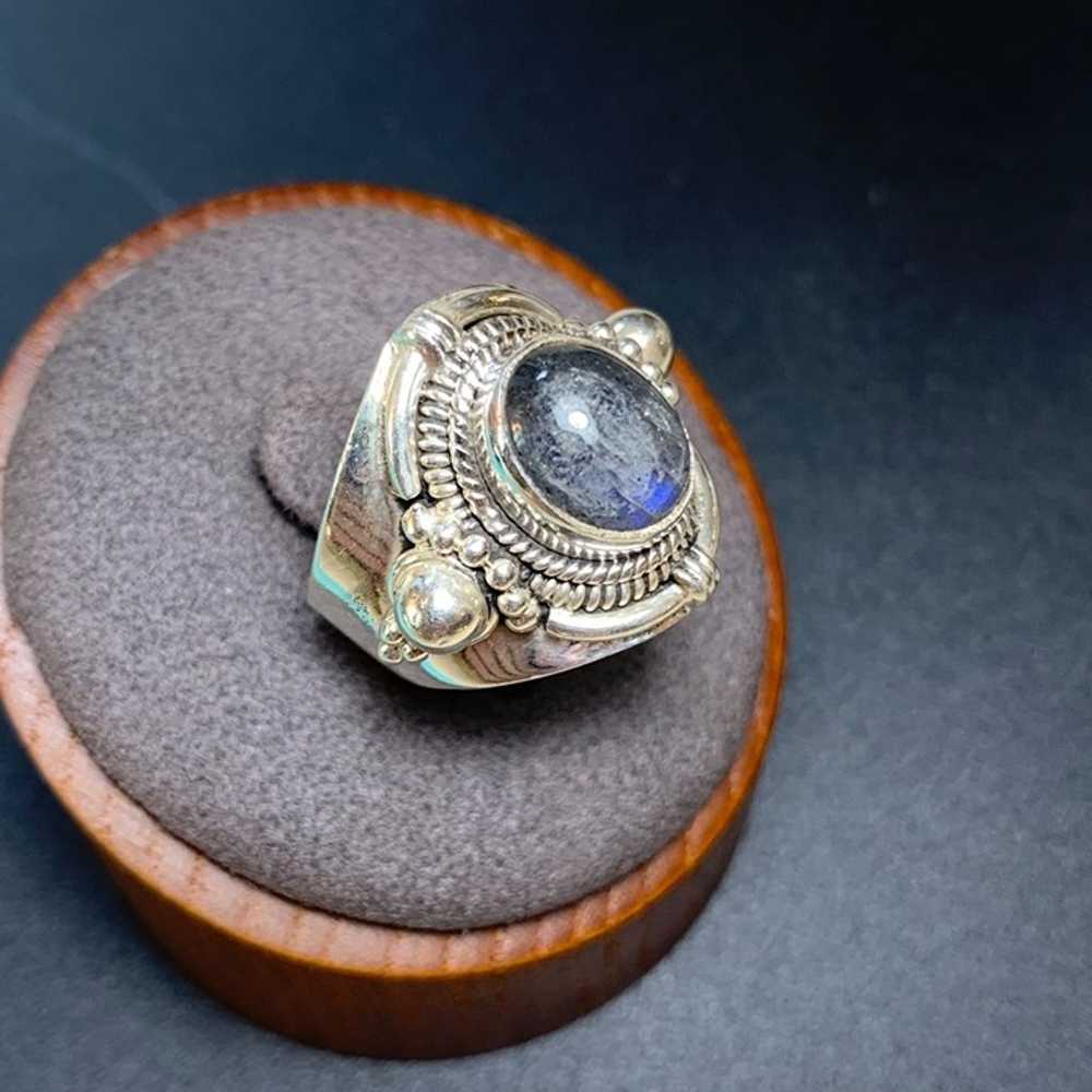 Solid Sterling Silver 925 Labradorite Bezel Set B… - image 3