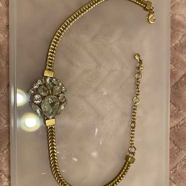 Gold Tone Cabi Rhinestone Cluster Convertible Neck