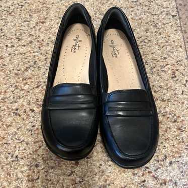 Clarks Ashland Lily black leather flats 9M