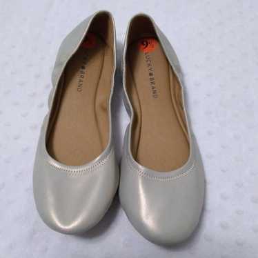 lucky brand silver leather flats