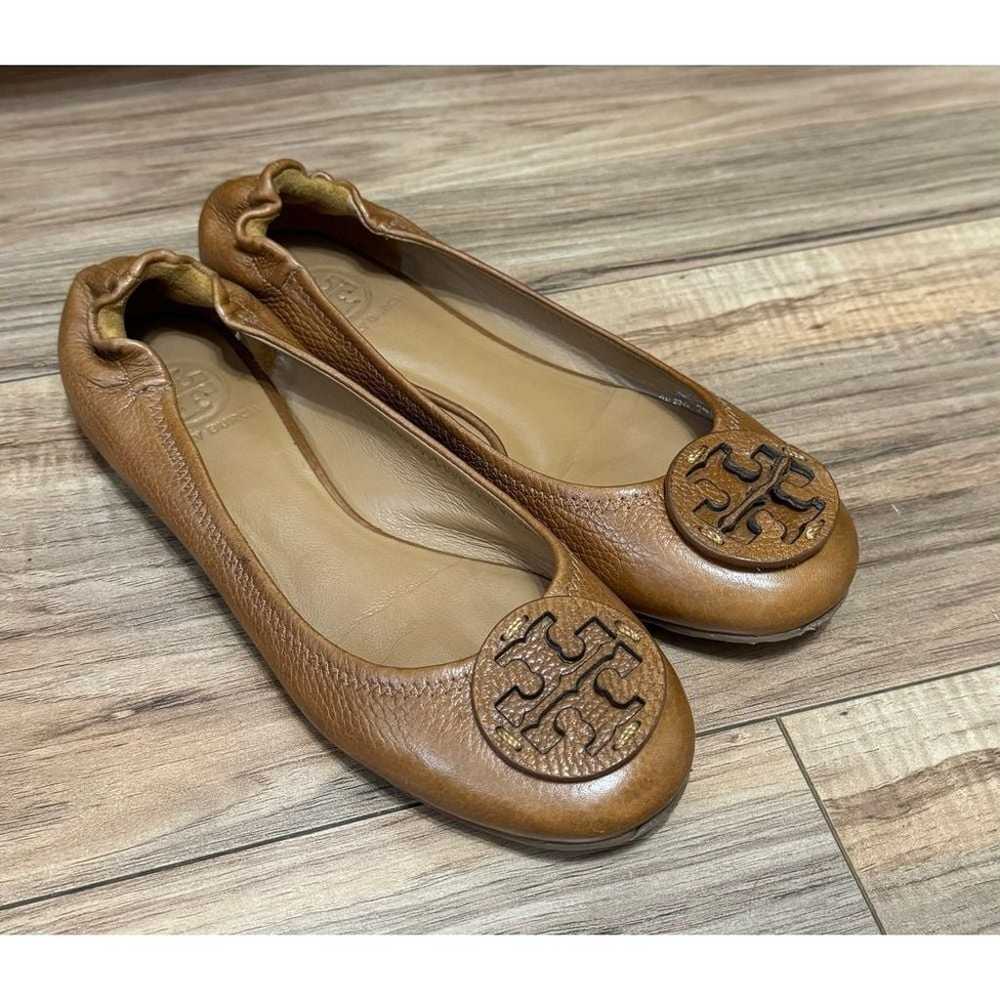 Tory Burch Brown Leather Reva Flats Size 7.5 - image 1