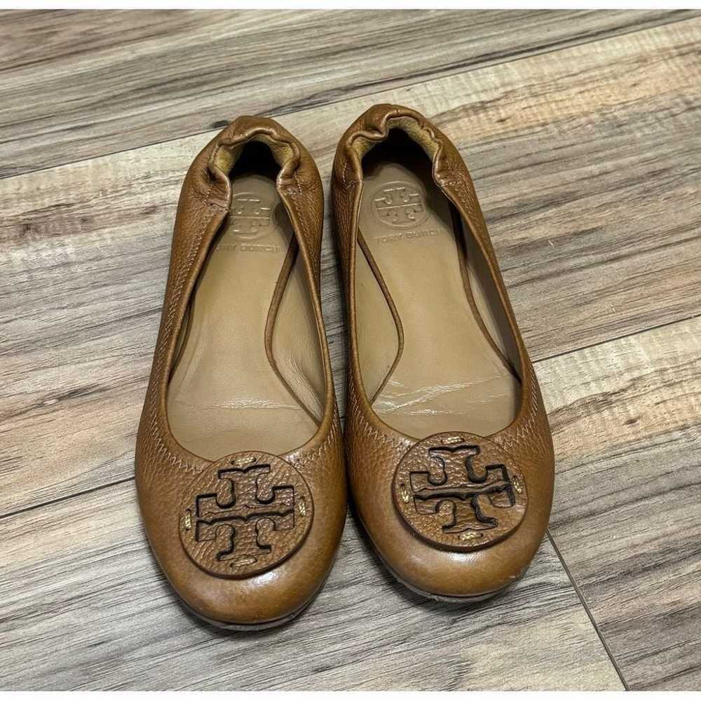 Tory Burch Brown Leather Reva Flats Size 7.5 - image 2