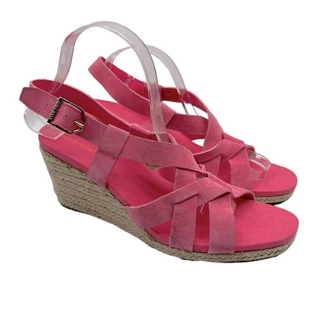 Cole Haan Pink Crystal Wedge Leather Espadrille A… - image 1