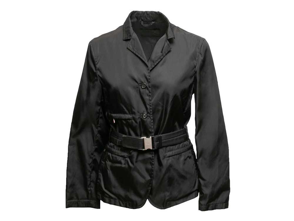 Vintage Black Prada Nylon Belted Jacket Size IT 42 - image 1