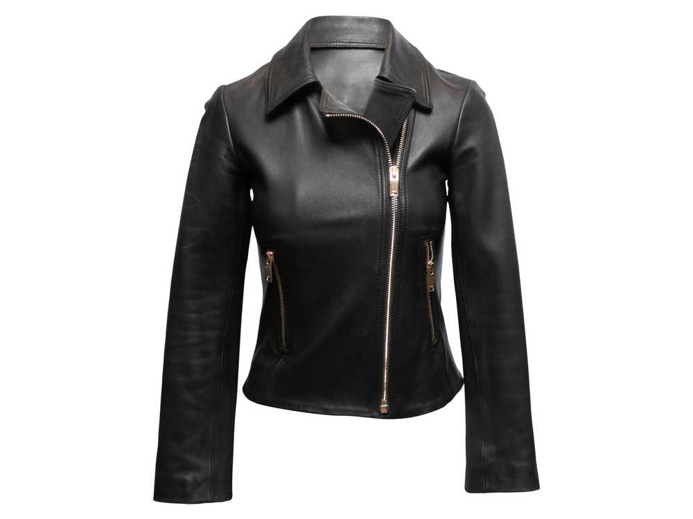 Black Reiss Leather Moto Jacket Size US 0 - image 2