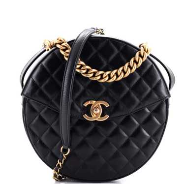 CHANEL Flap Round Crossbody Bag Quilted Glazed Cal