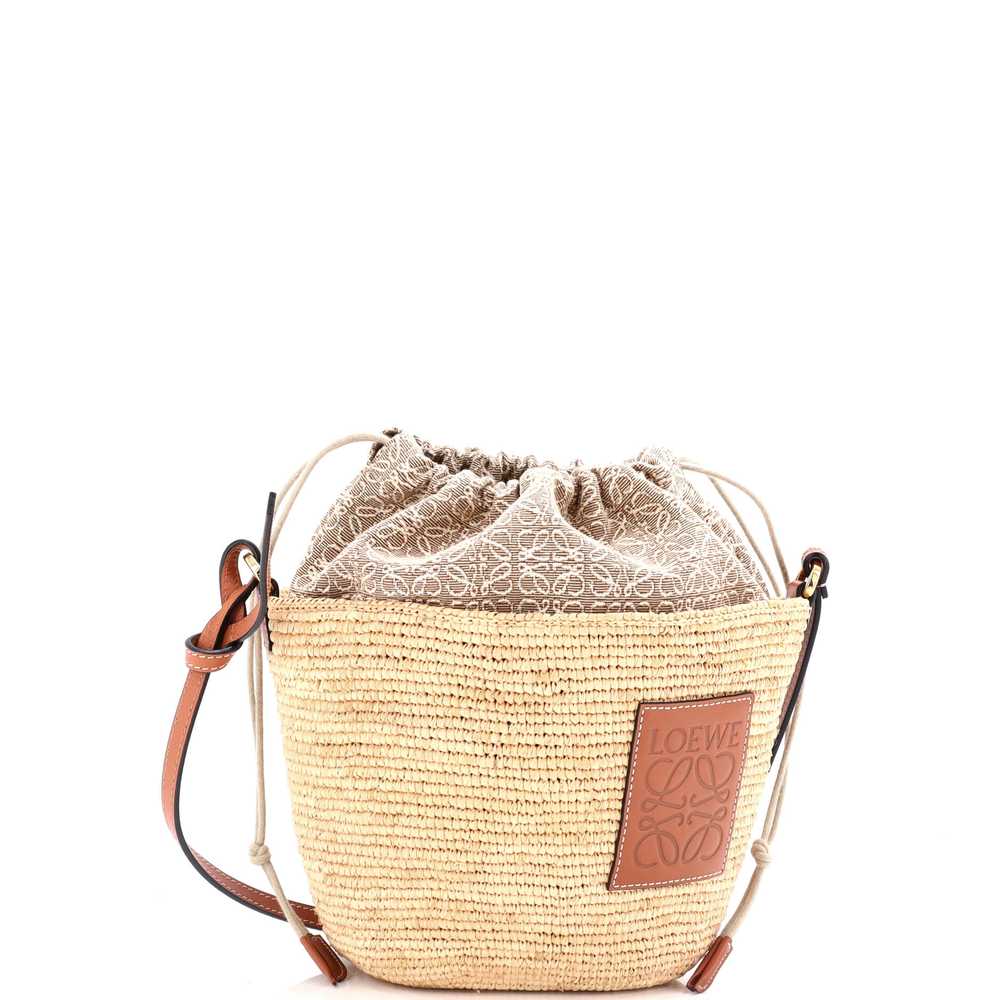 LOEWE Pochette Crossbody Bag Woven Raffia and Lea… - image 1