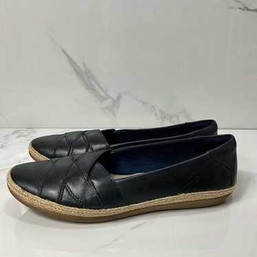 CLARKS Navy Blue Leather Flats Shoes