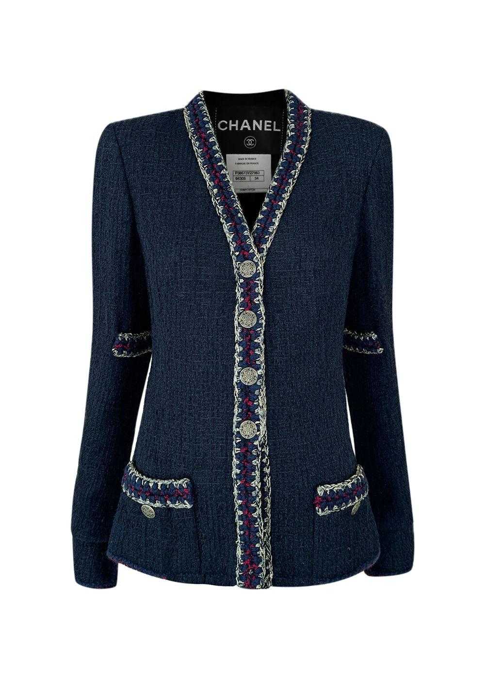 Product Details Chanel Black and Navy Tweed Jacket - image 1