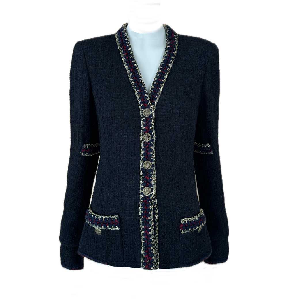 Product Details Chanel Black and Navy Tweed Jacket - image 2