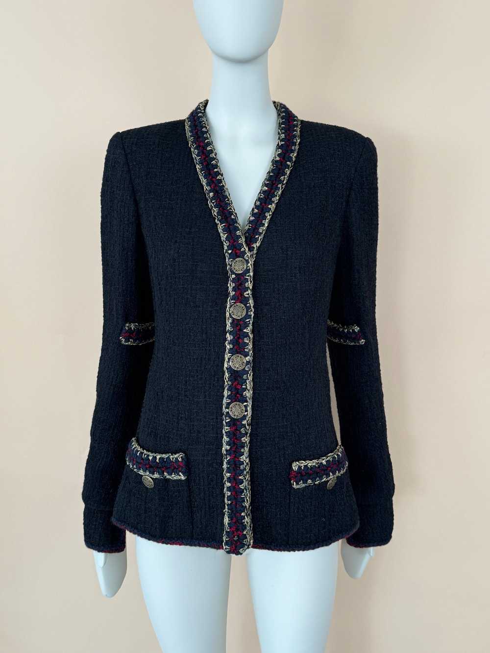 Product Details Chanel Black and Navy Tweed Jacket - image 3