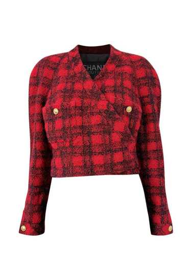 Product Details Chanel Red Checked Cropped Jacket