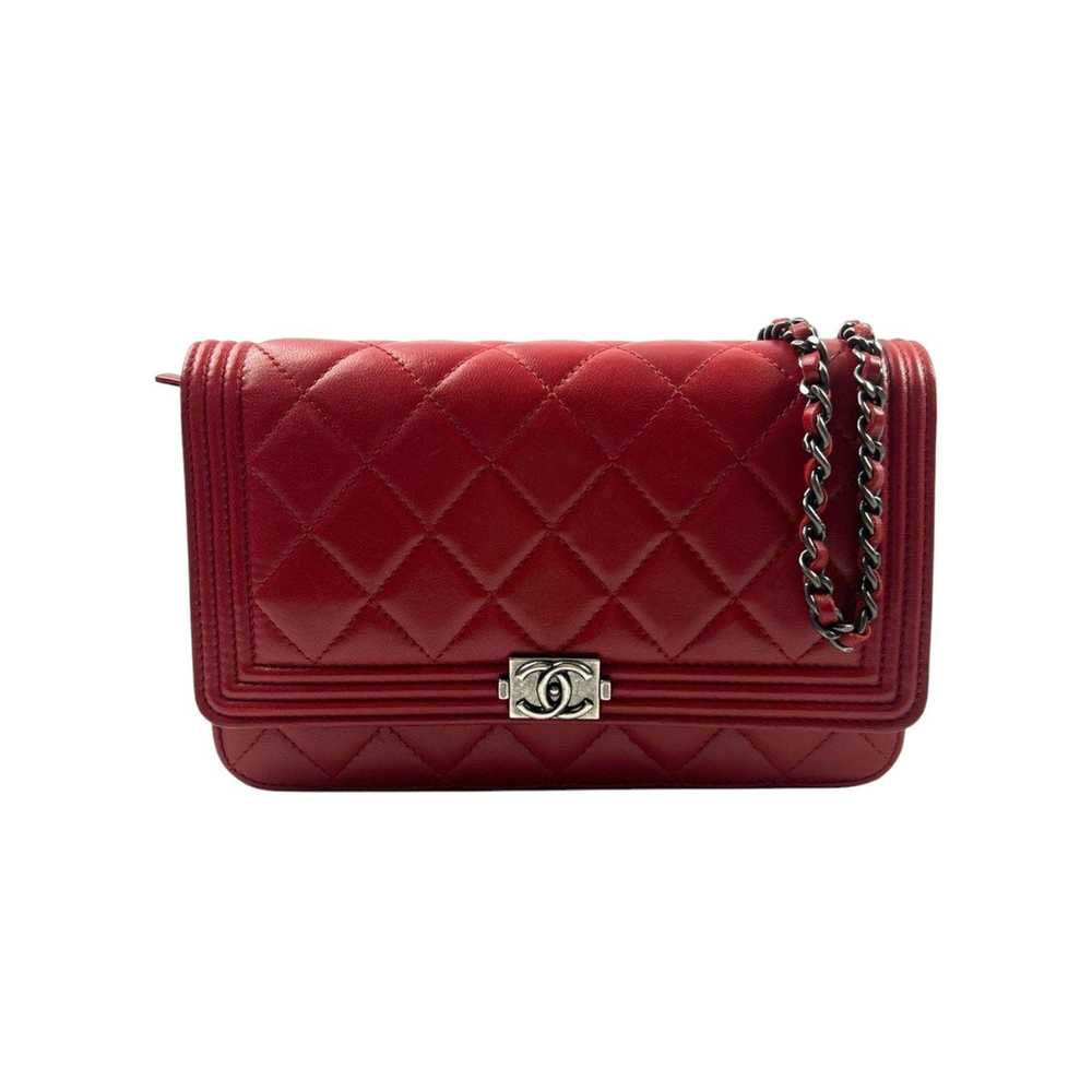 Product Details Chanel Red Lambskin Boy Wallet on… - image 3