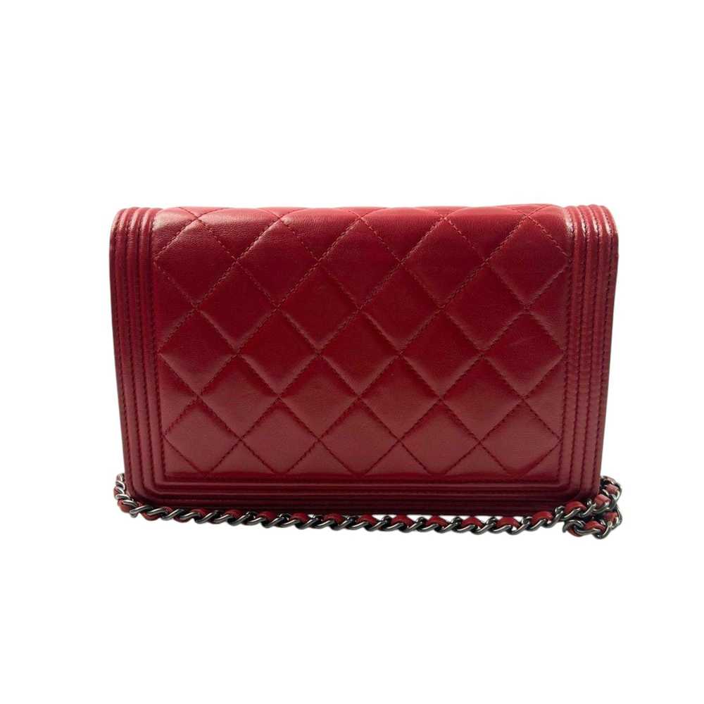 Product Details Chanel Red Lambskin Boy Wallet on… - image 4