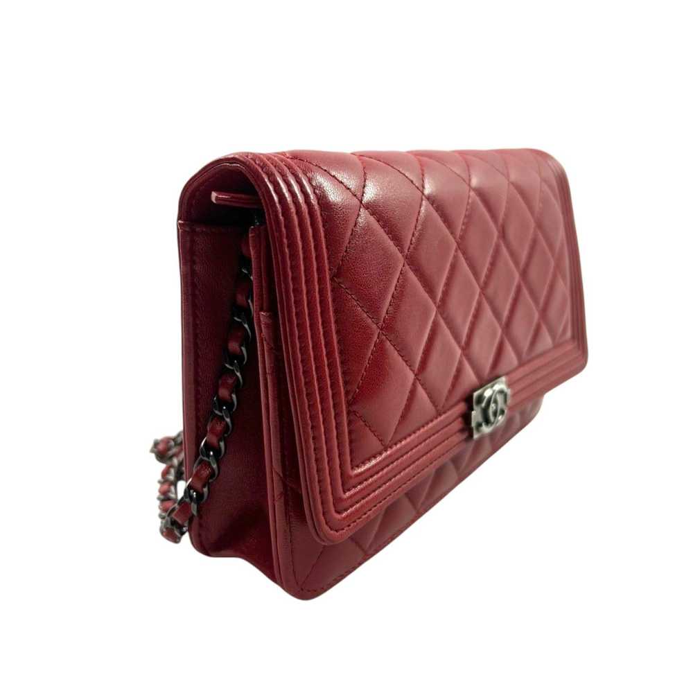 Product Details Chanel Red Lambskin Boy Wallet on… - image 6