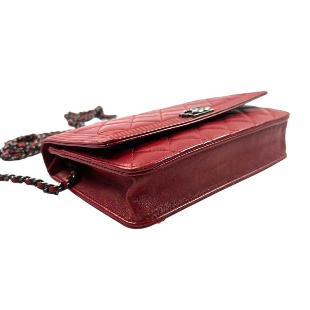 Product Details Chanel Red Lambskin Boy Wallet on… - image 7