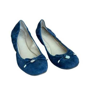 Vince Camuto Ballet Flats Blue Suede Eryn Bow Rou… - image 1