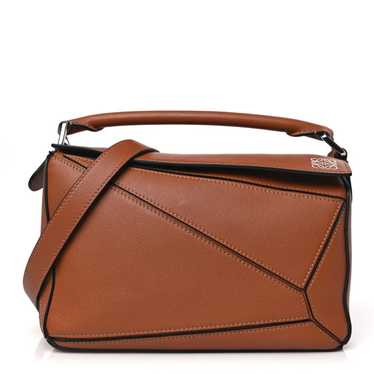 LOEWE Grained Calfskin Small Puzzle Bag Tan