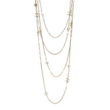 CHANEL Pearl CC Star Four Strand Necklace Silver - image 1