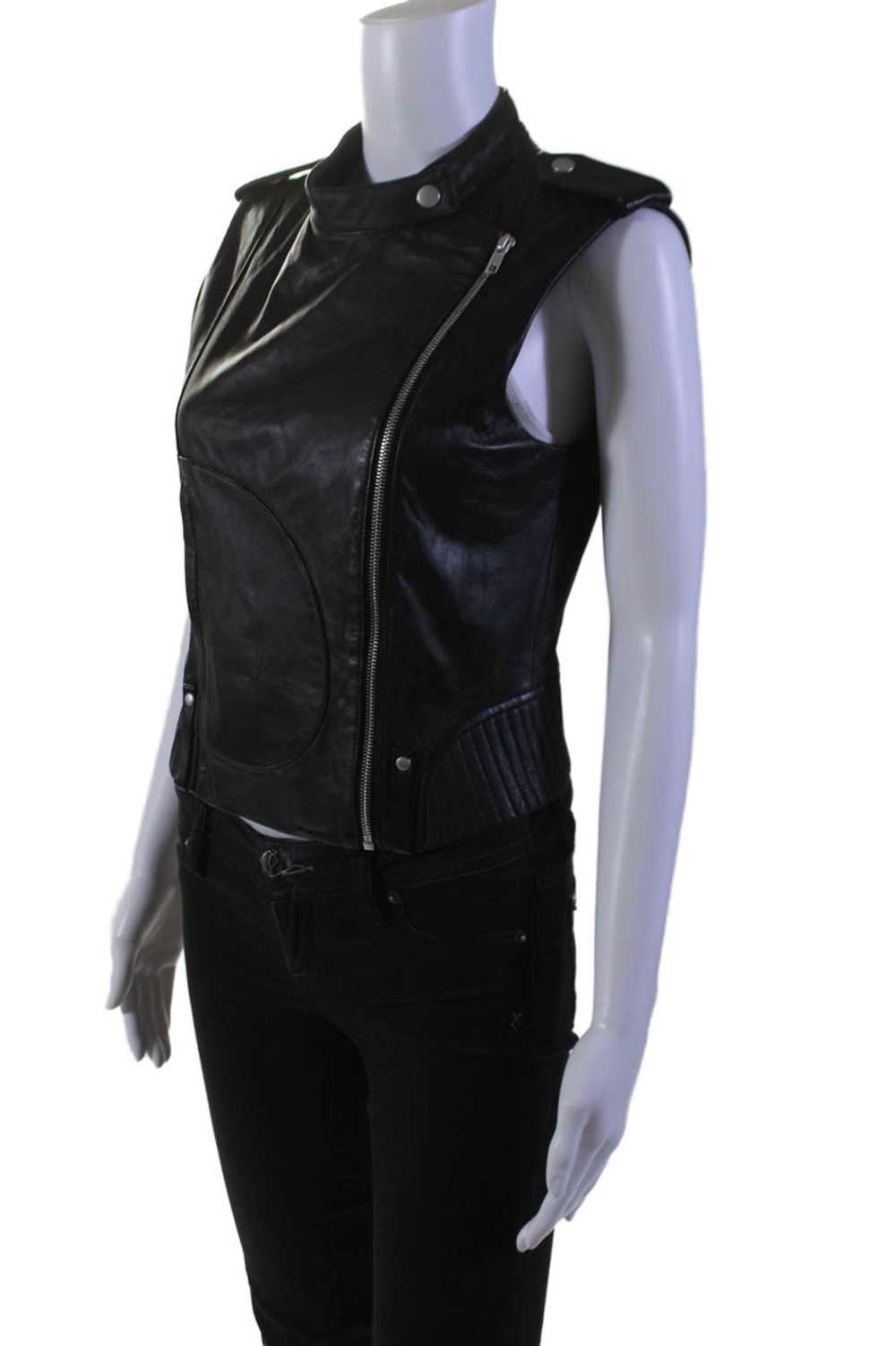 Theory Womens Lamb Leather High Neck Sleeveless Z… - image 2