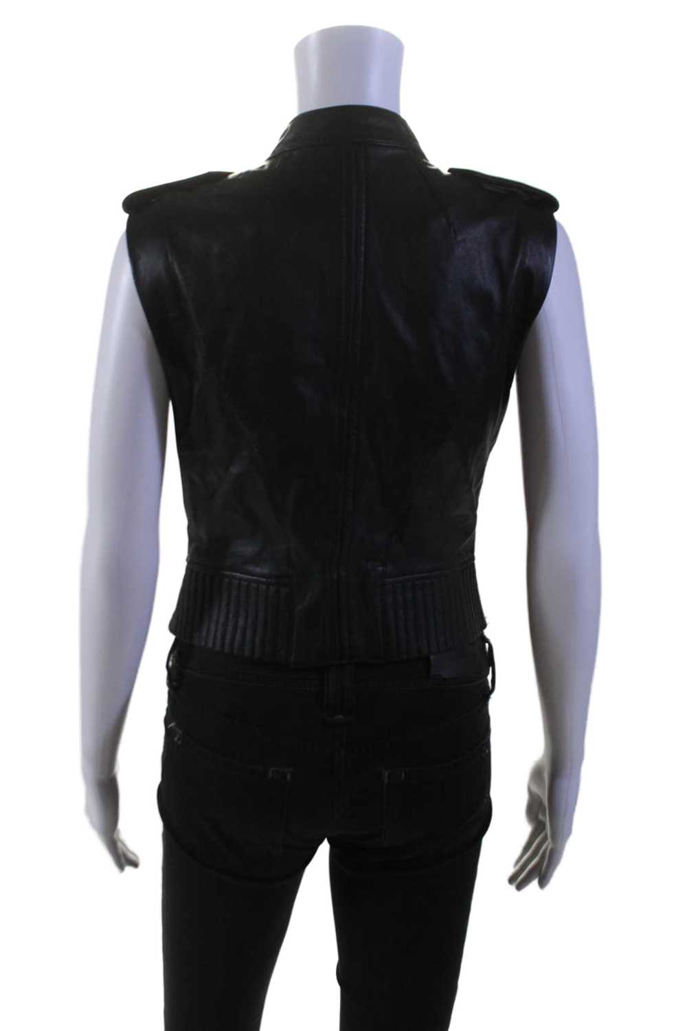 Theory Womens Lamb Leather High Neck Sleeveless Z… - image 3