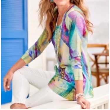 Soft Surroundings Dale Abstract Watercolor Tunic,… - image 1