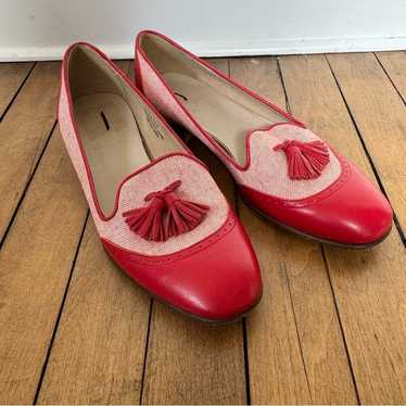 J. Crew Toni Red Oxford Leather Tassel Loafers 7