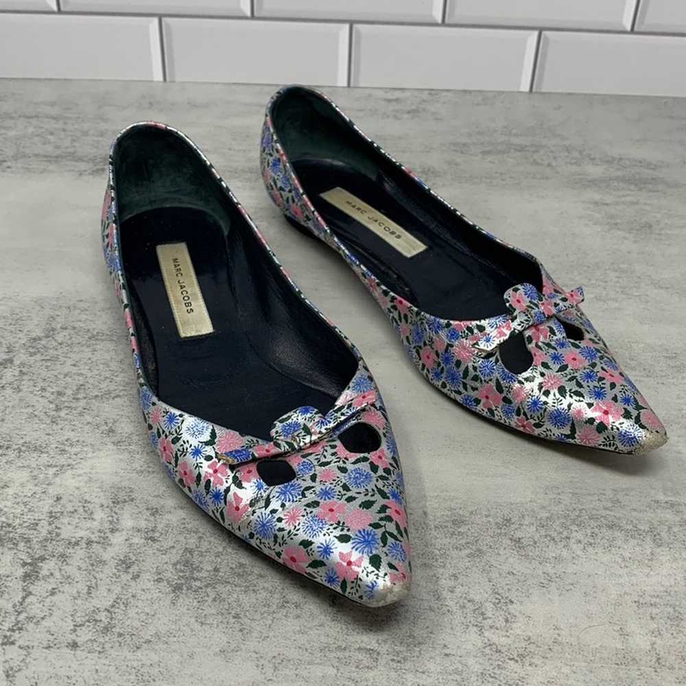 Marc Jacobs Silver Floral Ballet Flats - image 1