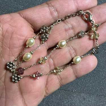 Vintage Premier Designs Floral Beaded Pearl Brace… - image 1