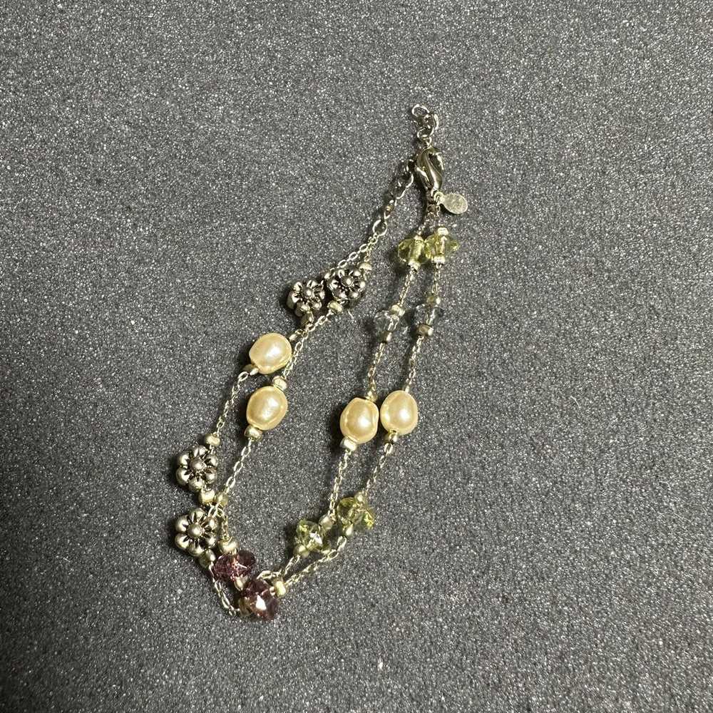 Vintage Premier Designs Floral Beaded Pearl Brace… - image 2