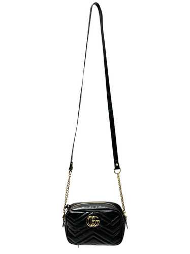 GUCCI/Cross Body Bag/Leather/BLK/QUILTED GG MARMON