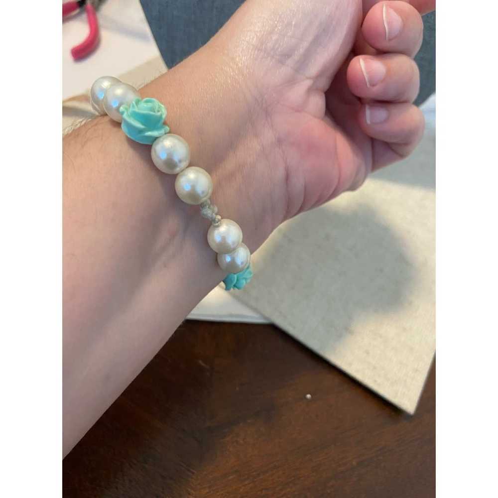 Cute mint green and white faux pearl bracelet - image 2