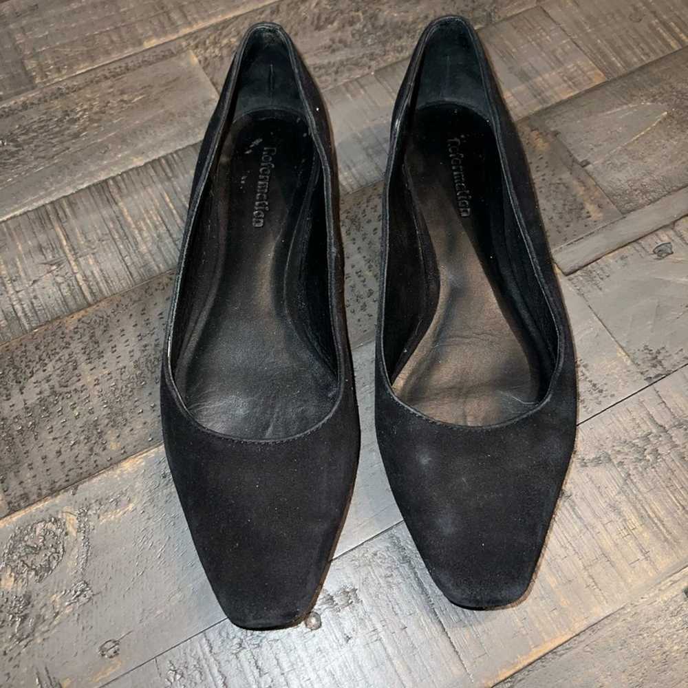 Reformation Black Suede Flats Size 6.5 - image 1