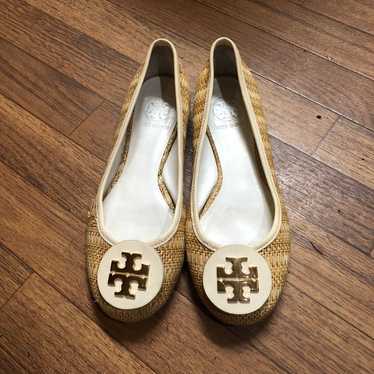 Tory Burch size 6women's flats, natural woven raff