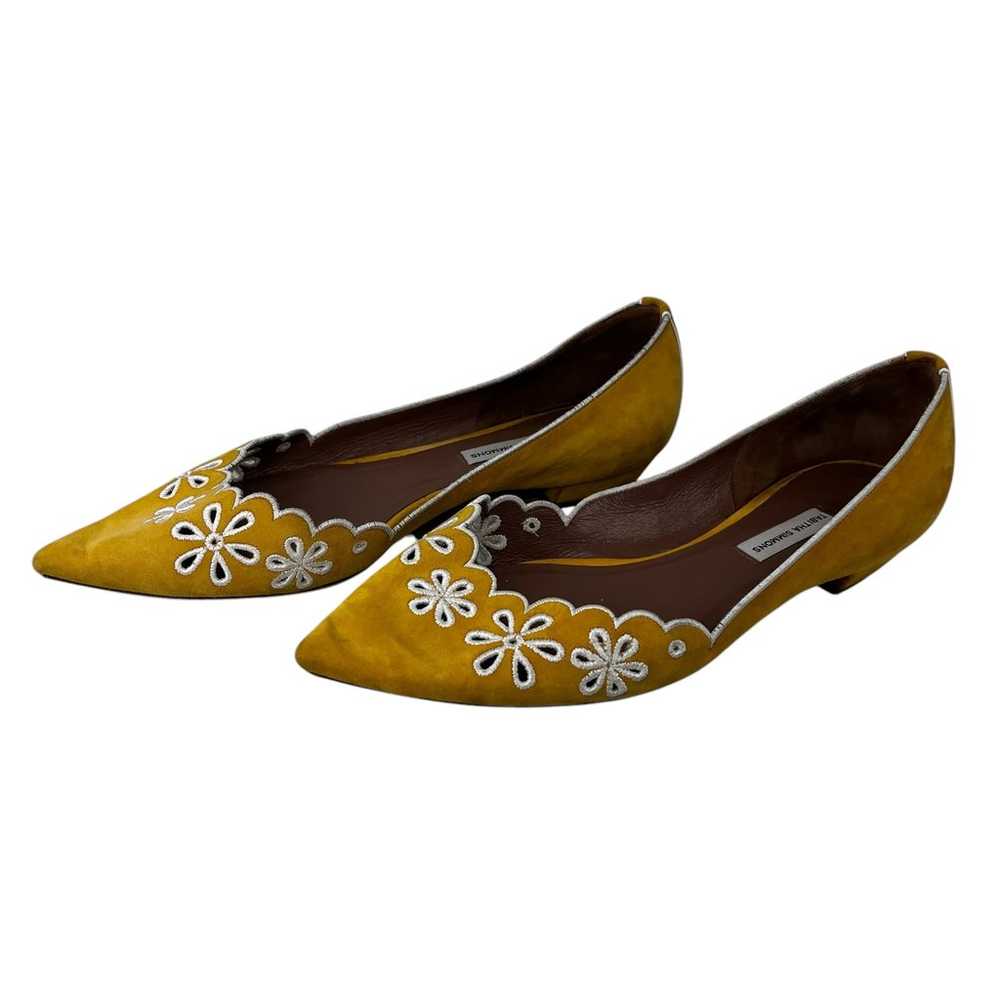 Tabitha Simmons Suede Embroidered Eyelet Flat 39 … - image 11