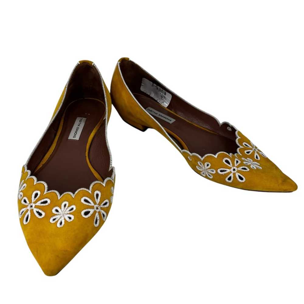 Tabitha Simmons Suede Embroidered Eyelet Flat 39 … - image 1