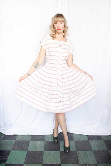 1950s Polka Dot Day Dress - Medium