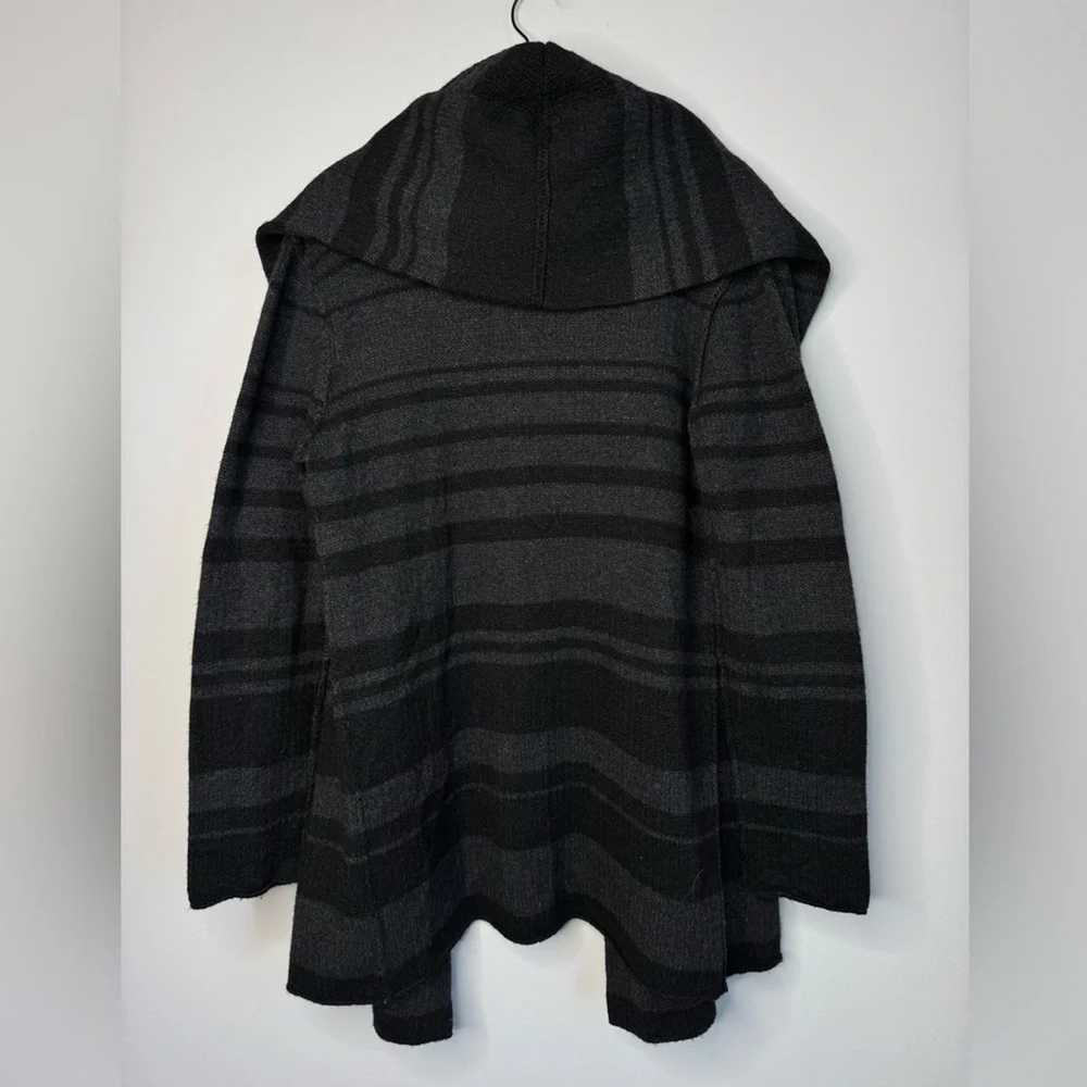 Vince Yak Wool Gray Striped Shawl Collared Hooded… - image 11