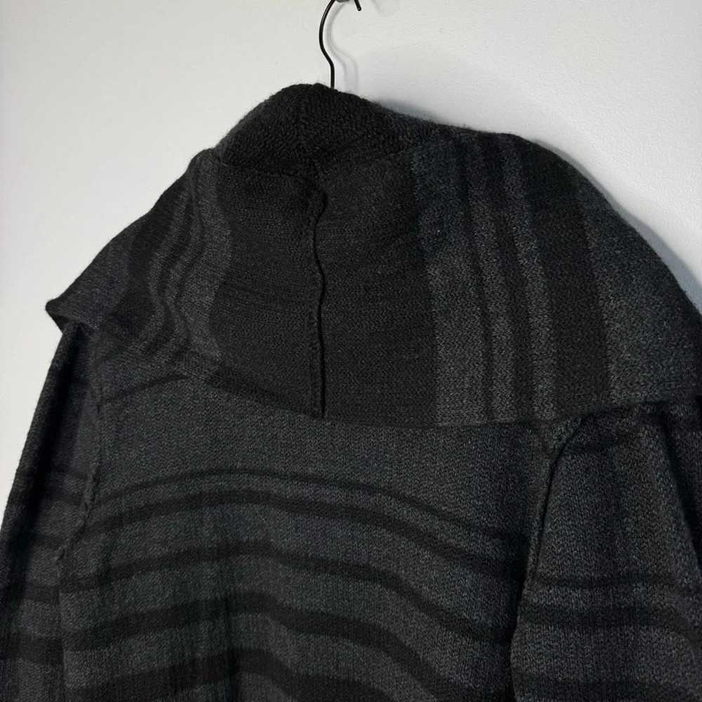 Vince Yak Wool Gray Striped Shawl Collared Hooded… - image 12