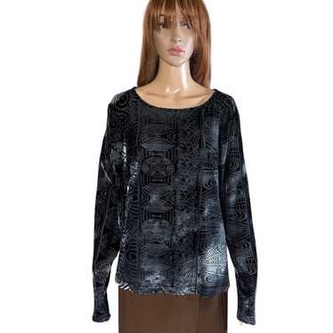 Chicos Chicos Velvet Burnout Blouse Dark Grey Long