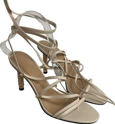 Charles & Keith Nude Strappy Woven-heel Tie-around