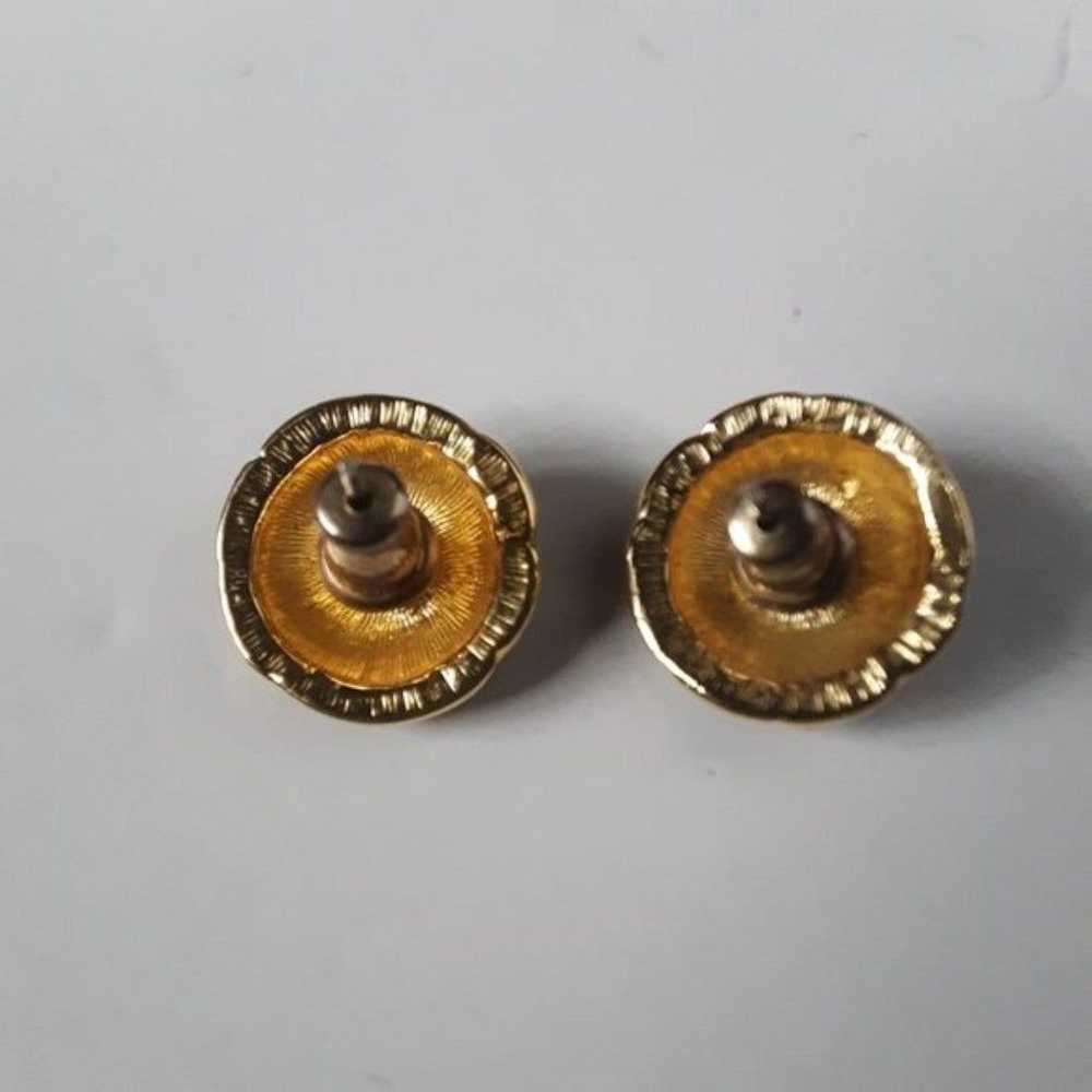 Vintage Gold Black Gold Tone Earrings - image 5