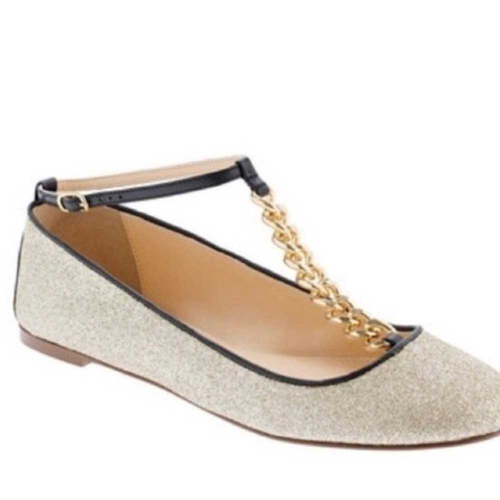 J crew glitter chain link t-strap flats - image 6