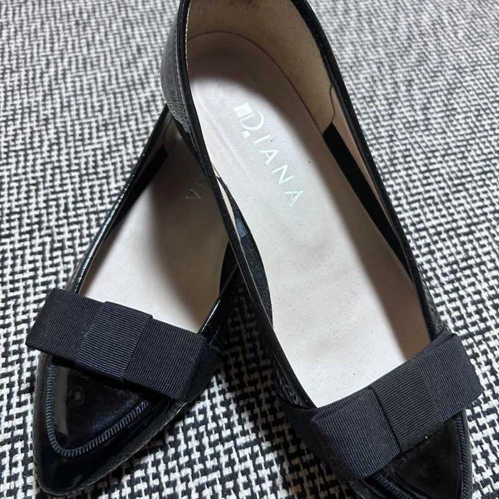 DIANA Black Flat Shoes with Ribbon, 23cm - image 1