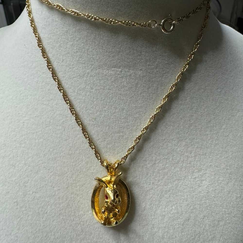 Gold necklace with gold rabbit pendent 24” - image 2