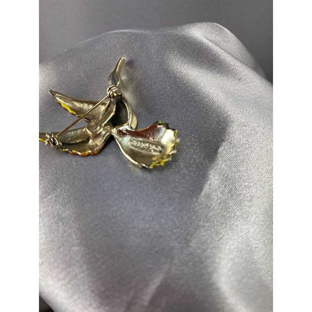 Bird pin Brooch Ibis Gerry's Mark Black Enamel Co… - image 2