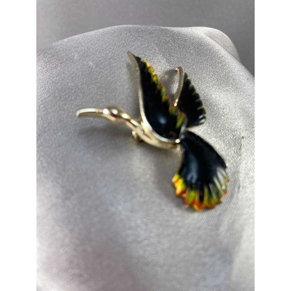 Bird pin Brooch Ibis Gerry's Mark Black Enamel Co… - image 3